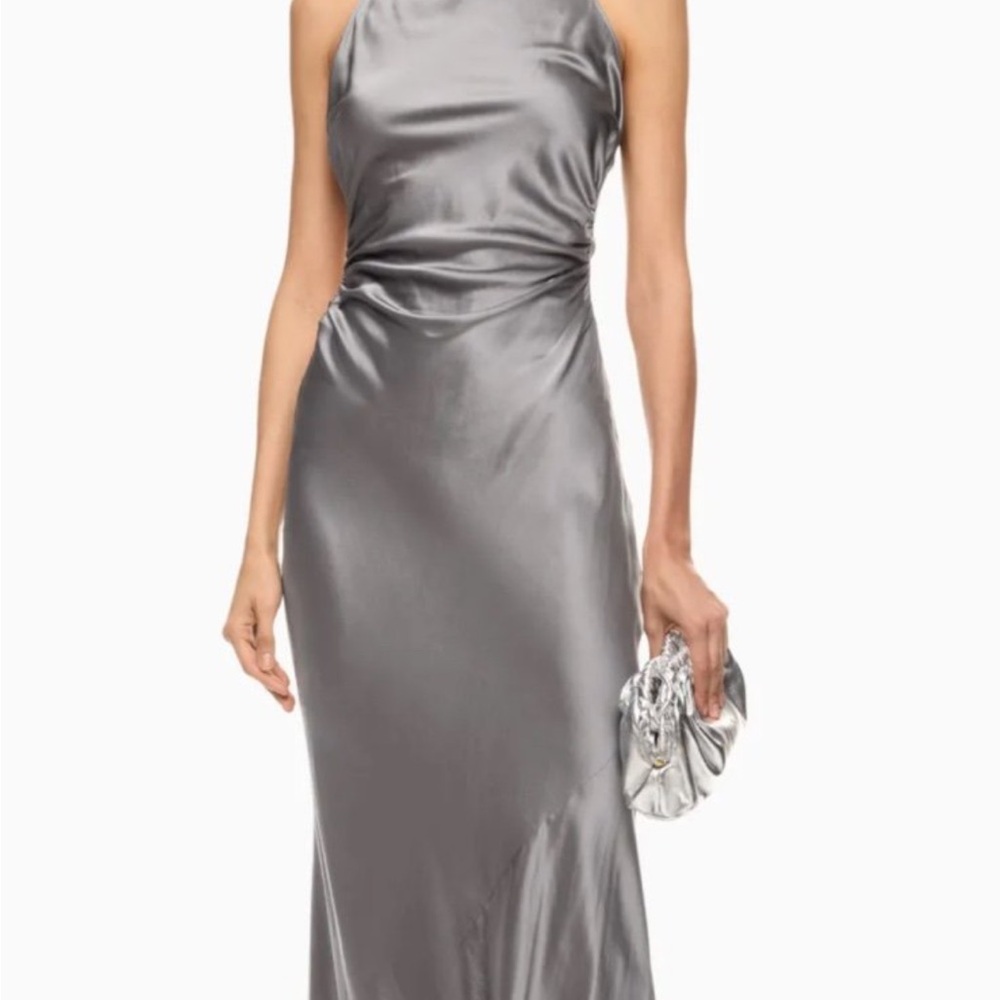 Reformation Silver Satin Midi Dress